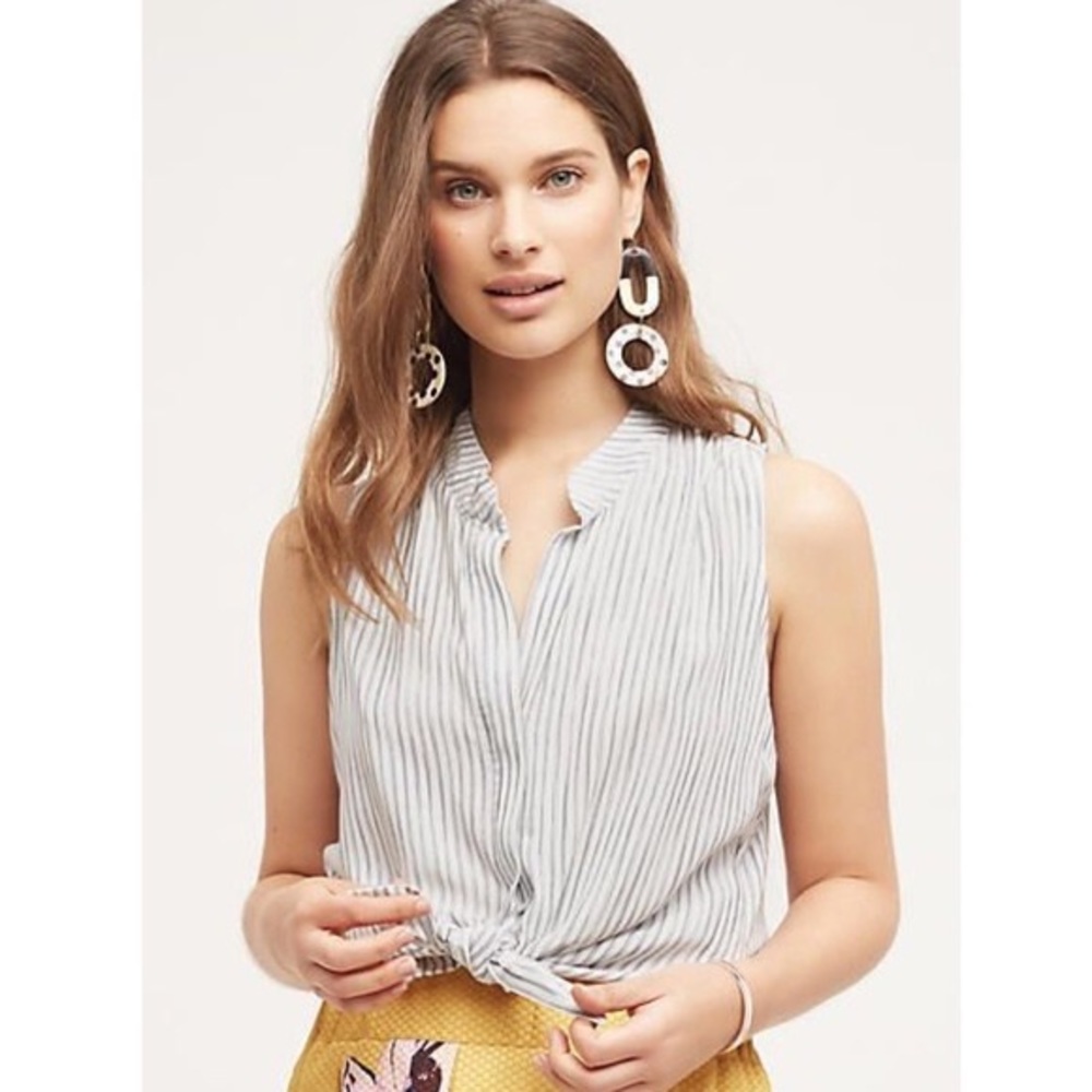 Anthropologie Cloth & Stone Whispered Stripe Tank XS Blue Motif 38583670